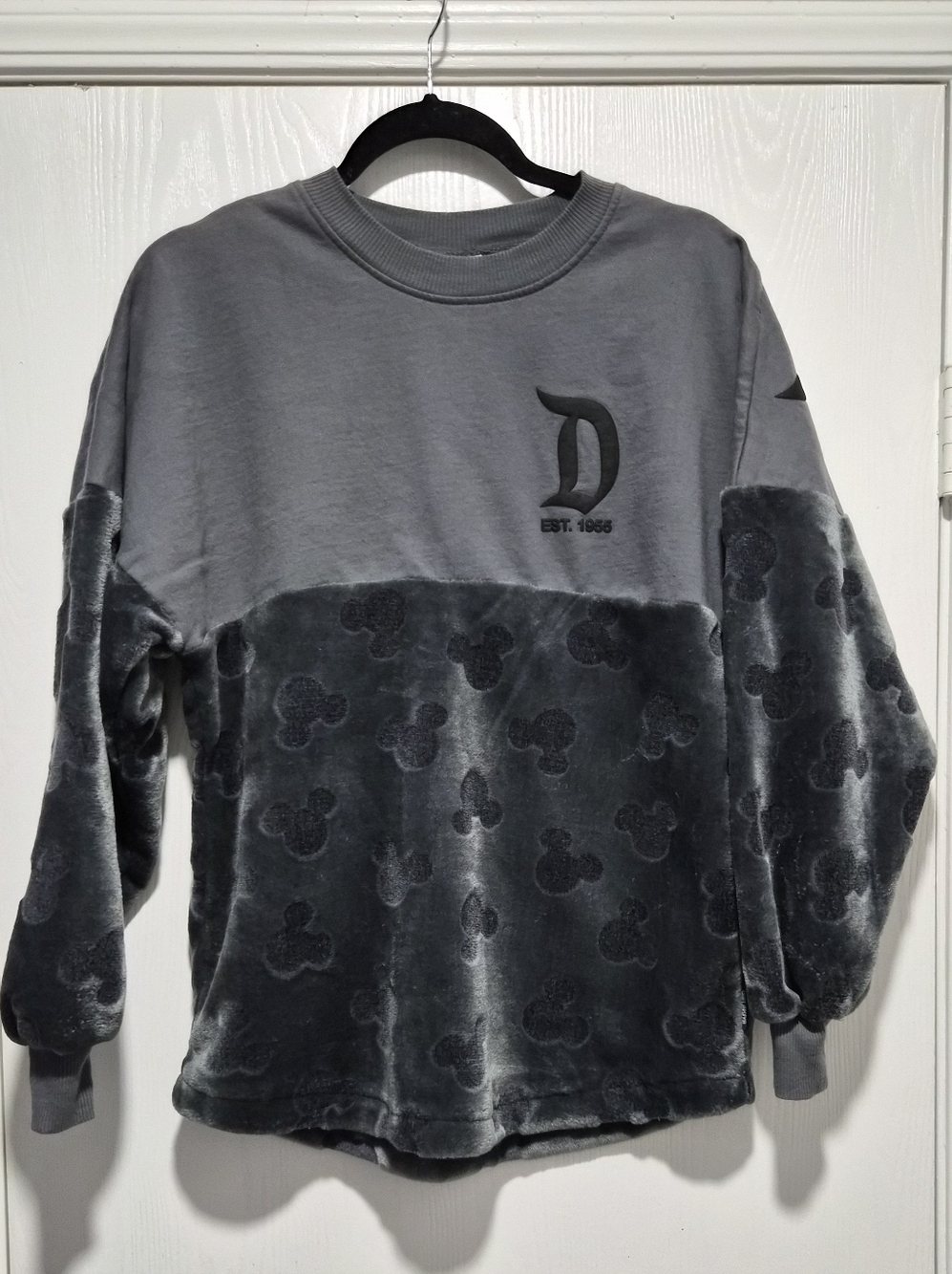 Disneyland Mickey Mouse Velour Gray Fleece Spirit Jersey Pullover Size XS